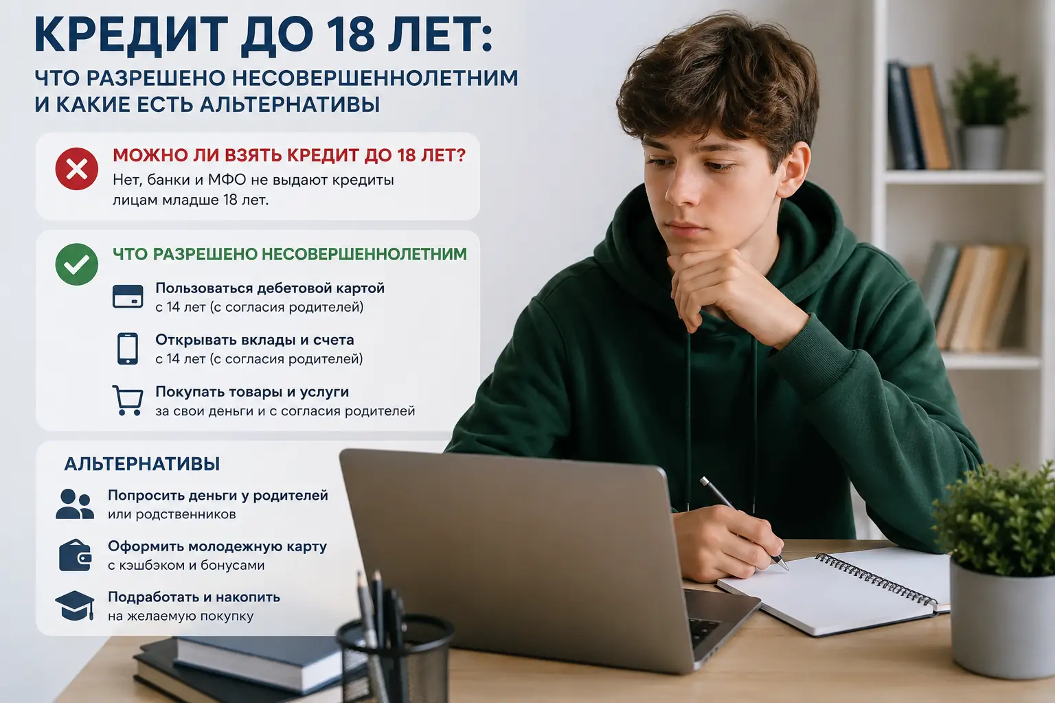 Кредит до 18 лет: что разрешено несовершеннолетним и какие есть альтернативы Можно ли взять кредит до 18 лет