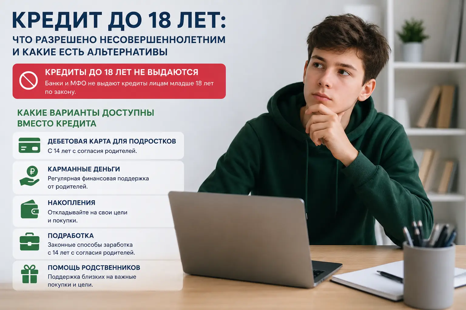 Кредит до 18 лет: что разрешено несовершеннолетним и какие есть альтернативы Какие варианты доступны вместо кредита