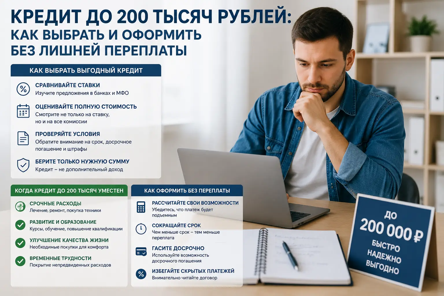 Кредит до 200 тысяч рублей: как выбрать и оформить без лишней переплаты Когда кредит до 200 тысяч действительно уместен