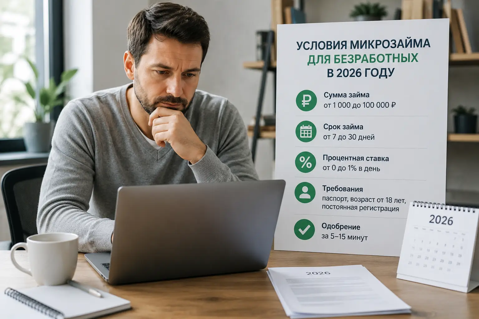 Микрозайм безработным: условия, риски и безопасное оформление Условия микрозайма для безработных в 2026 году