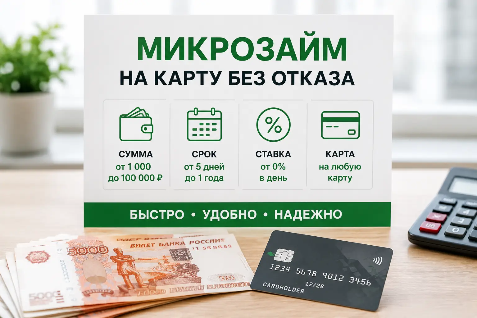 Микрозайм на карту без отказа Условия: сумма, срок, ставка и карта