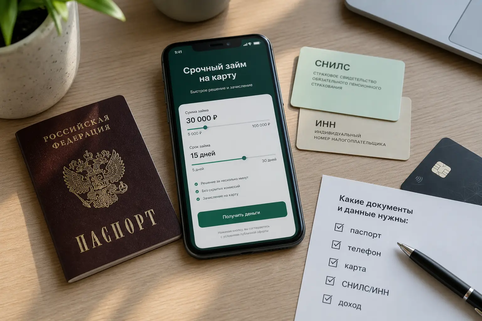 Срочный займ на карту Какие документы и данные нужны